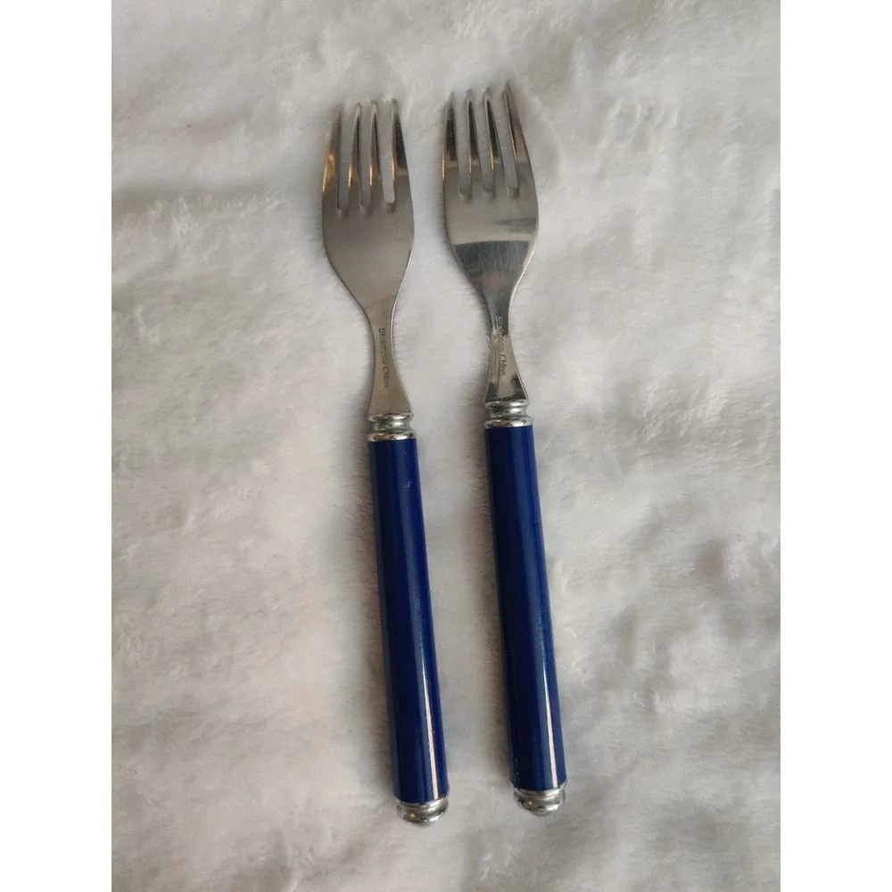 Vintage Oxford Hall Fashion Wear Blue Flatware Set of 2 Salad Forks Stainless